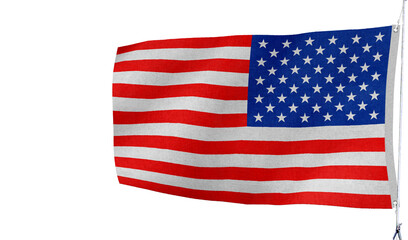 Fototapeta premium High-quality united states national flag close-up flag waving on a white background - Symbol of culture, heritage, and patriotism
