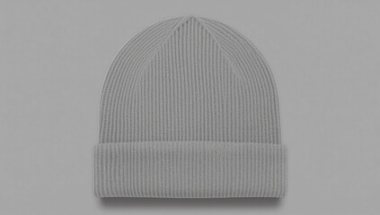 Blank White Beanie Hat Template on Gray Background
