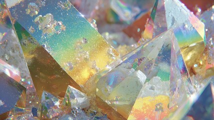 Closeup Of Multicolored Faceted Crystals