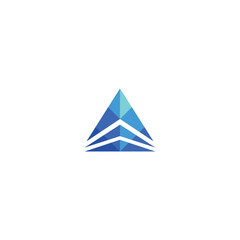 A simple finance and business graphic logo in the shape of the upward and represent letter A with a cool blue combination.