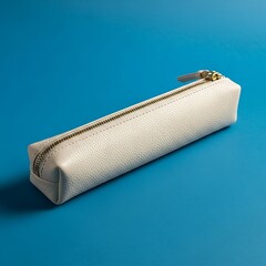 Cream Colored Leather Pencil Case.