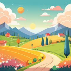 vector illustration of a country landscape