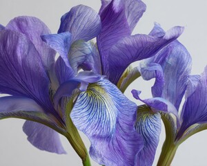 Closeup Purple And Blue Iris Flowers