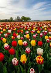 Vibrant Tulip Field in Springtime.
