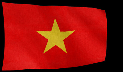 High-quality vietnam national flag close-up shot of flag waving with black background - Symbol of...