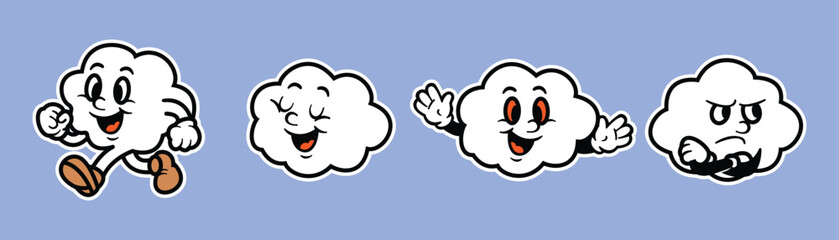 Retro cloud Character vector illustration