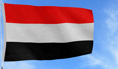 High-quality yemen national flag flag waving against a clear blue sky culture, - Symbol of culture, heritage, and patriotism
