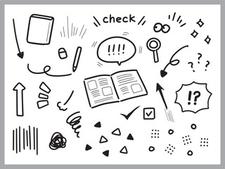 吹き出しや矢印など手書きのあしらいセット(黒・ベクター)