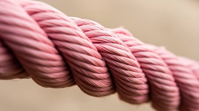 Close Up View of a Pink Twisted Rope Against a Blurred Background in Soft Focus