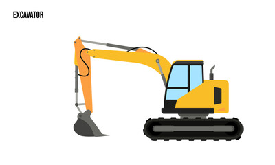 Excavator heavy equipment Flat illustration, Excavator heavy equipment Logo Template vector