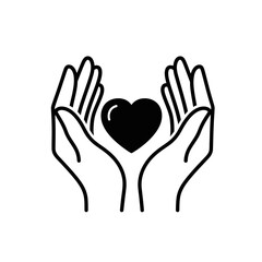 Fototapeta premium Hands Holding Heart Icon Symbolizing Support 