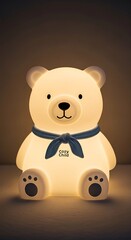 Obraz premium Cute White Bear Night Light for Kids Room.