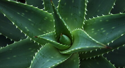 Close up of vibrant aloe vera plant showcasing detailed textures and foliage