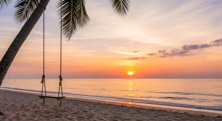 Tropical Sunset Beach Swinging Paradise.