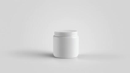 Mockup of a plastic white jar standing isolated on background with shadows