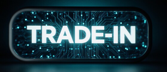 futuristic glowing sign showcasing digital trade-in concept with technological background | technology, business, finance, marketing, innovation theme