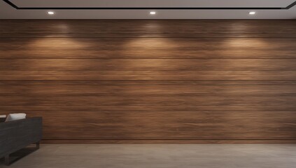 Modern office interior with blank wooden wall.