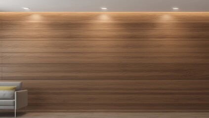 Modern office interior with blank wooden wall.