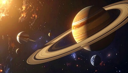 Celestial bodies: a vibrant depiction of planets and cosmic wonders in deep space