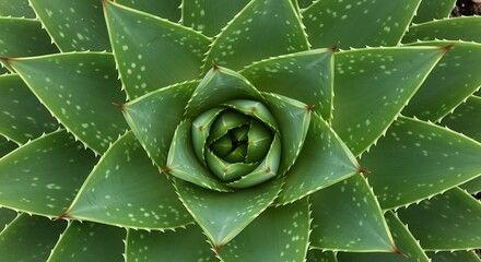 Close up of vibrant green aloe vera plant with intricate leaf patterns