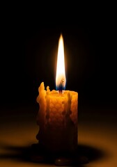 Single Candle in Darkness, Peaceful Light.