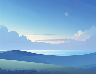 Tranquil landscape at dawn