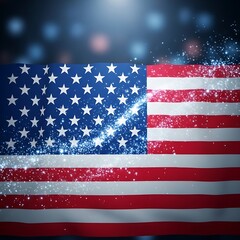 American Flag with Sparkling Effect.