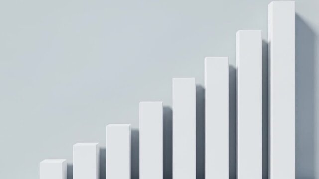 Abstract White Bars Rising Against a Light Gray Background With Shadows