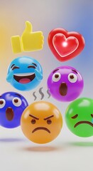 Colorful Emoji Collection, Digital Art, Emotion Display.