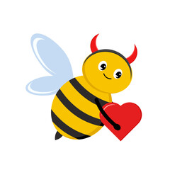 Cute Bee Illustration, Happy Insect Character, Whimsical Style, Cheerful Environment, Playful Concept