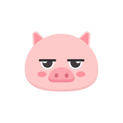 Cute cartoon pig face with a bored or unimpressed expression, minimalist flat design illustration