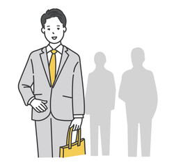 通勤中の男性ビジネスパーソンのイラスト
