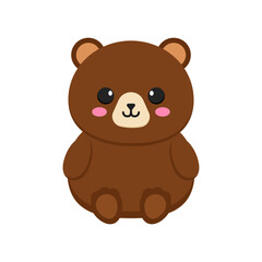 Fototapeta premium Cute Kawaii Brown Bear Character Illustration for Childrens Projects