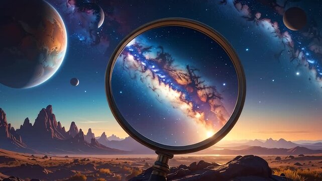 Magnifying the cosmos: A celestial scene viewed from an earthly perspective