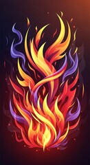 Fiery Flame Design Art.
