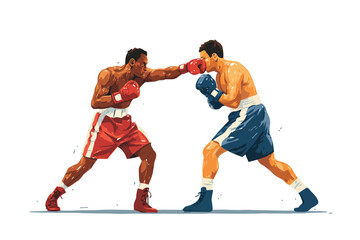 Boxer getting punched during a boxing match sports isolated