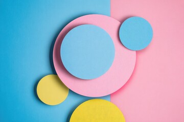 Abstract design with three dimensional circles in pastel colors