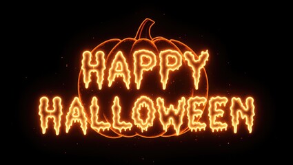 Neon Candy Explosion from Pumpkin on Black for Night Halloween Events