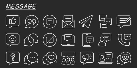 Message, talk, chat, speech bubble, sms, dialogue outline icon isolated on white background flat vector illustration.