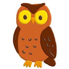illustration of orange and brown owl