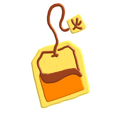 illustration of teabag with string and tag