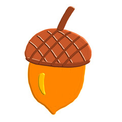 illustration o a bown and orange acorn