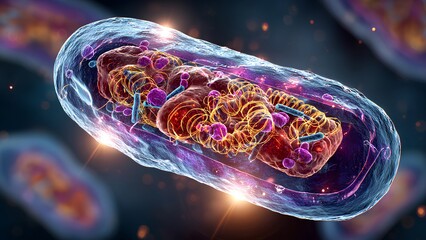 3D Illustration of Human Cell Structure – Microscopic Science Visualization