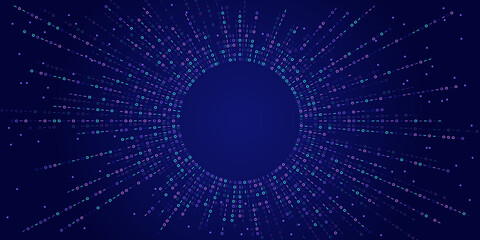 Abstract digital background with glowing data streams and binary patterns forming tunnel effect for presentations, websites, designs related to AI, machine learning, big data, innovation