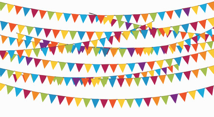 Colorful bunting flags on a white background. Decorative garland for party celebration, festival, or event