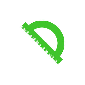 Green protractor icon for geometry measurement and mathematical education tools