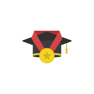 Iconic illustration of a graduation cap adorned with a gold medal, symbolizing academic achievement and success in education