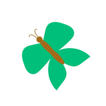 A simple and artistic green butterfly illustration, perfect for nature and children's themes
