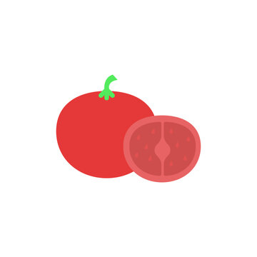 Vibrant red whole and freshly sliced tomato illustration, symbolizing healthy eating and natural produce, ideal for cooking and dietary concepts
