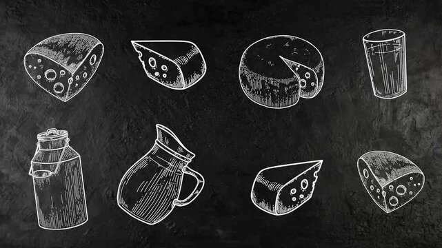 animation of milk design elements in charcoal styl